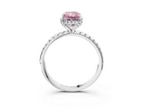 White gold Fancy Pink Radiant Cut Diamond Solitaire Ring with Four-Prong Setting and Pavé Band_6
