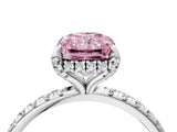 White gold Fancy Pink Radiant Cut Diamond Solitaire Ring with Four-Prong Setting and Pavé Band_7
