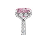 White gold Fancy Pink Radiant Cut Diamond Solitaire Ring with Four-Prong Setting and Pavé Band_8