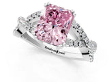 White gold Fancy Pink Radiant Cut Diamond Solitaire Ring with Four-Prong Setting and Twisted Pavé Band_49
