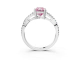 White gold Fancy Pink Radiant Cut Diamond Solitaire Ring with Four-Prong Setting and Twisted Pavé Band_51