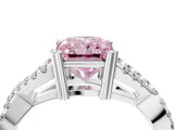 White gold Fancy Pink Radiant Cut Diamond Solitaire Ring with Four-Prong Setting and Twisted Pavé Band_52