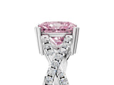 White gold Fancy Pink Radiant Cut Diamond Solitaire Ring with Four-Prong Setting and Twisted Pavé Band_53