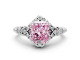 White gold Fancy Pink Radiant Cut Diamond Solitaire Ring with Hidden Halo and Pavé Band_39