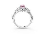 White gold Fancy Pink Radiant Cut Diamond Solitaire Ring with Hidden Halo and Pavé Band_42