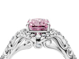 White gold Fancy Pink Radiant Cut Diamond Solitaire Ring with Hidden Halo and Pavé Band_43