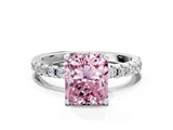 White gold Fancy Pink Radiant Cut Diamond Solitaire Ring with Pavé Band and Four-Prong Setting_72