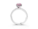 White gold Fancy Pink Radiant Cut Diamond Solitaire Ring with Pavé Band and Four-Prong Setting_75