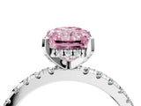 White gold Fancy Pink Radiant Cut Diamond Solitaire Ring with Pavé Band and Four-Prong Setting_76