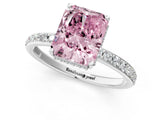 White gold Fancy Pink Radiant Cut Diamond Solitaire Ring with Pavé Band and Hidden Halo_33