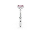 White gold Fancy Pink Radiant Cut Diamond Solitaire Ring with Pavé Band and Hidden Halo_34