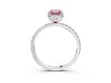 White gold Fancy Pink Radiant Cut Diamond Solitaire Ring with Pavé Band and Hidden Halo_35