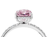 White gold Fancy Pink Radiant Cut Diamond Solitaire Ring with Pavé Band and Hidden Halo_36