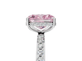 White gold Fancy Pink Radiant Cut Diamond Solitaire Ring with Pavé Band and Hidden Halo_37