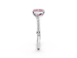 White gold Fancy Pink Radiant Cut Diamond Solitaire Ring with Pavé Band and Prong Setting_14