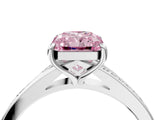 White gold Fancy Pink Radiant Cut Diamond Solitaire Ring with Pavé Band and Prong Setting_16