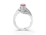 White gold Fancy Pink Radiant Cut Diamond Solitaire Ring with Prong Setting and Twisted Pavé Band_15