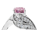 White gold Fancy Pink Radiant Cut Diamond Solitaire Ring with Prong Setting and Twisted Pavé Band_16