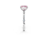 White gold Fancy Pink Radiant Cut Diamond Solitaire Ring with Round  Pavé Band and Prong Setting_119