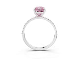 White gold Fancy Pink Radiant Cut Diamond Solitaire Ring with Round  Pavé Band and Prong Setting_120
