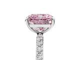 White gold Fancy Pink Radiant Cut Diamond Solitaire Ring with Round  Pavé Band and Prong Setting_126