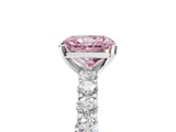 White gold Fancy Pink Radiant Cut Diamond Solitaire Ring with Shared Prong Pavé Band and Four-Prong Setting_64