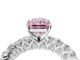 White gold Fancy Pink Radiant Cut Diamond Solitaire Ring with Shared Prong Pavé Band and Four-Prong Setting_73