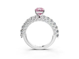 White gold Fancy Pink Radiant Cut Diamond Solitaire Ring with Shared Prong Pavé Band and Four-Prong Setting_74