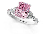 White gold Fancy Pink Radiant Cut Diamond Solitaire Ring with Side Stones and Four-Prong Setting_113