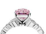 White gold Fancy Pink Radiant Cut Diamond Solitaire Ring with Side Stones and Four-Prong Setting_117