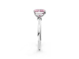 White gold Fancy Pink Radiant Cut Diamond Solitaire Ring with Six-Prong Setting and Classic Band_299