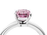 White gold Fancy Pink Radiant Cut Diamond Solitaire Ring with Six-Prong Setting and Classic Band_301