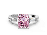 White gold Fancy Pink Radiant  Cut Diamond Solitaire Ring with Tapered Baguette Accents and Four-Prong Setting_42