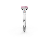 White gold Fancy Pink Radiant  Cut Diamond Solitaire Ring with Tapered Baguette Accents and Four-Prong Setting_44