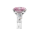 White gold Fancy Pink Radiant  Cut Diamond Solitaire Ring with Tapered Baguette Accents and Four-Prong Setting_47
