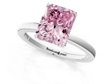 White gold Fancy Pink Radiant Cut Diamond Solitaire Ring with Thin Band and Prong Setting_26