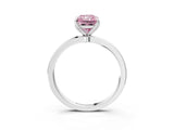 White gold Fancy Pink Radiant Cut Diamond Solitaire Ring with Thin Band and Prong Setting_28