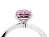 White gold Fancy Pink Radiant Cut Diamond Solitaire Ring with Thin Band and Prong Setting_29