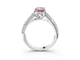 White gold Fancy Pink Radiant Cut Diamond Solitaire Ring with Three-Row Pavé Band and Four-Prong Setting_49
