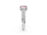 White gold Fancy Pink Radiant Cut Diamond Solitaire Ring with Three-Row Pavé Band and Four-Prong Setting_51