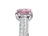 White gold Fancy Pink Radiant Cut Diamond Solitaire Ring with Three-Row Pavé Band and Four-Prong Setting_51