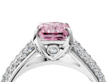 White gold Fancy Pink Radiant Cut Diamond Solitaire Ring with Three-Row Pavé Band and Four-Prong Setting_53