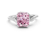 White gold Fancy Pink Radiant Cut Diamond Solitaire Ring with Twist Band and Four-Prong Setting_182
