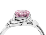White gold Fancy Pink Radiant Cut Diamond Solitaire Ring with Twist Band and Four-Prong Setting_187