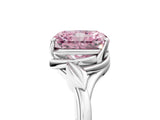 White gold Fancy Pink Radiant Cut Diamond Solitaire Ring with Twist Band and Four-Prong Setting_188