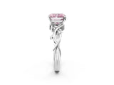 White gold Fancy Pink Radiant Cut Diamond Solitaire Ring with Twisted Band and Prong Setting_238