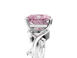 White gold Fancy Pink Radiant Cut Diamond Solitaire Ring with Twisted Band and Prong Setting_241