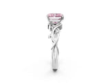 White gold Fancy Pink Radiant Cut Diamond Solitaire Ring with Twisted Band and Prong Setting_262