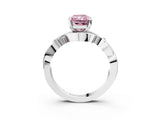 White gold Fancy Pink Radiant Cut Diamond Solitaire Ring with Twisted Band and Prong Setting_263