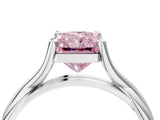 White gold Fancy Pink Radiant Cut Diamond Solitaire Twist Band Prong Setting Ring_71
